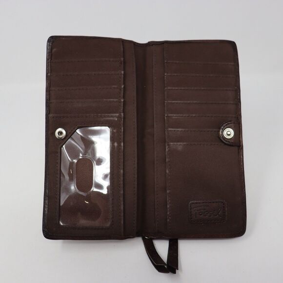 Fossil Wallet Brown Leather Clutch Used Very Good Condition - Picture 5 of 5